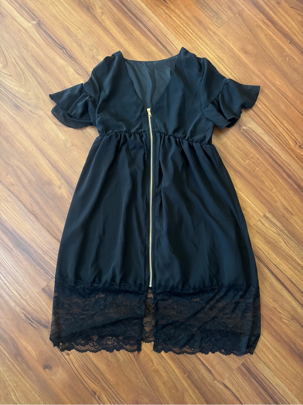 Black Dress with Gold Front Zipper